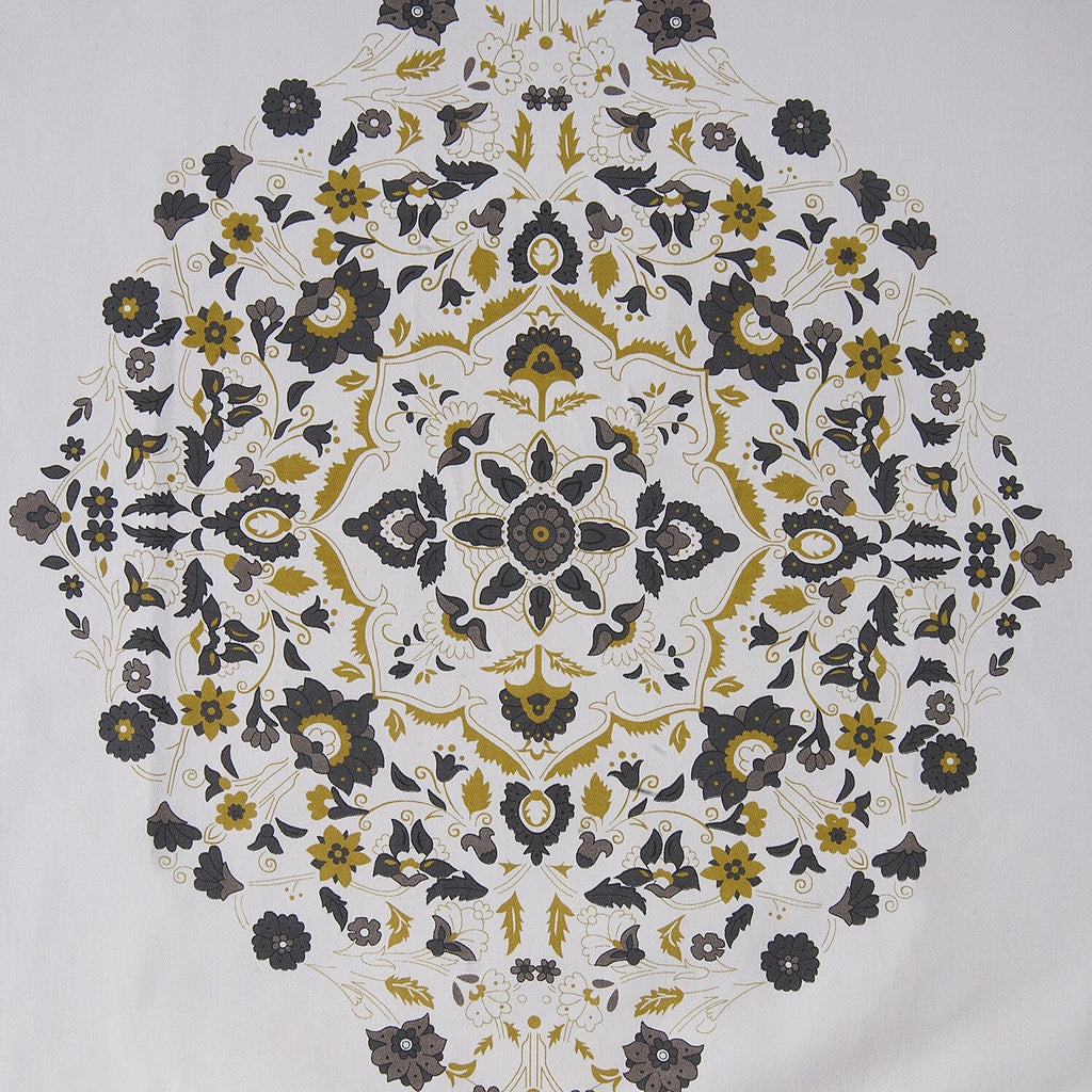 Exclusive Fabrics Medallion Damask Printed Cotton Room Darkening Window Curtains (1 Panel)