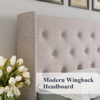 ALLEWIE Queen Size Lift Up Storage Bed with Wingback Headboard
