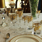 Set of 4 Embellished 24K Gold Crystal High Ball Tumbler-Made In Italy