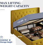 ALLEWIE Queen Size Lift Up Storage Bed with Wingback Headboard