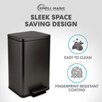 SIMPLI-MAGIC 13.2 Gallon Step Trash Can - Odor Control, Hands-Free