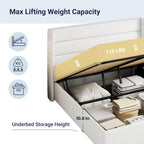 ALLEWIE Queen Size Lift Up Storage Bed with Wingback Headboard