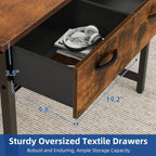 Moasis Small Computer Desk with Fabric Drawers and Monitor Stand
